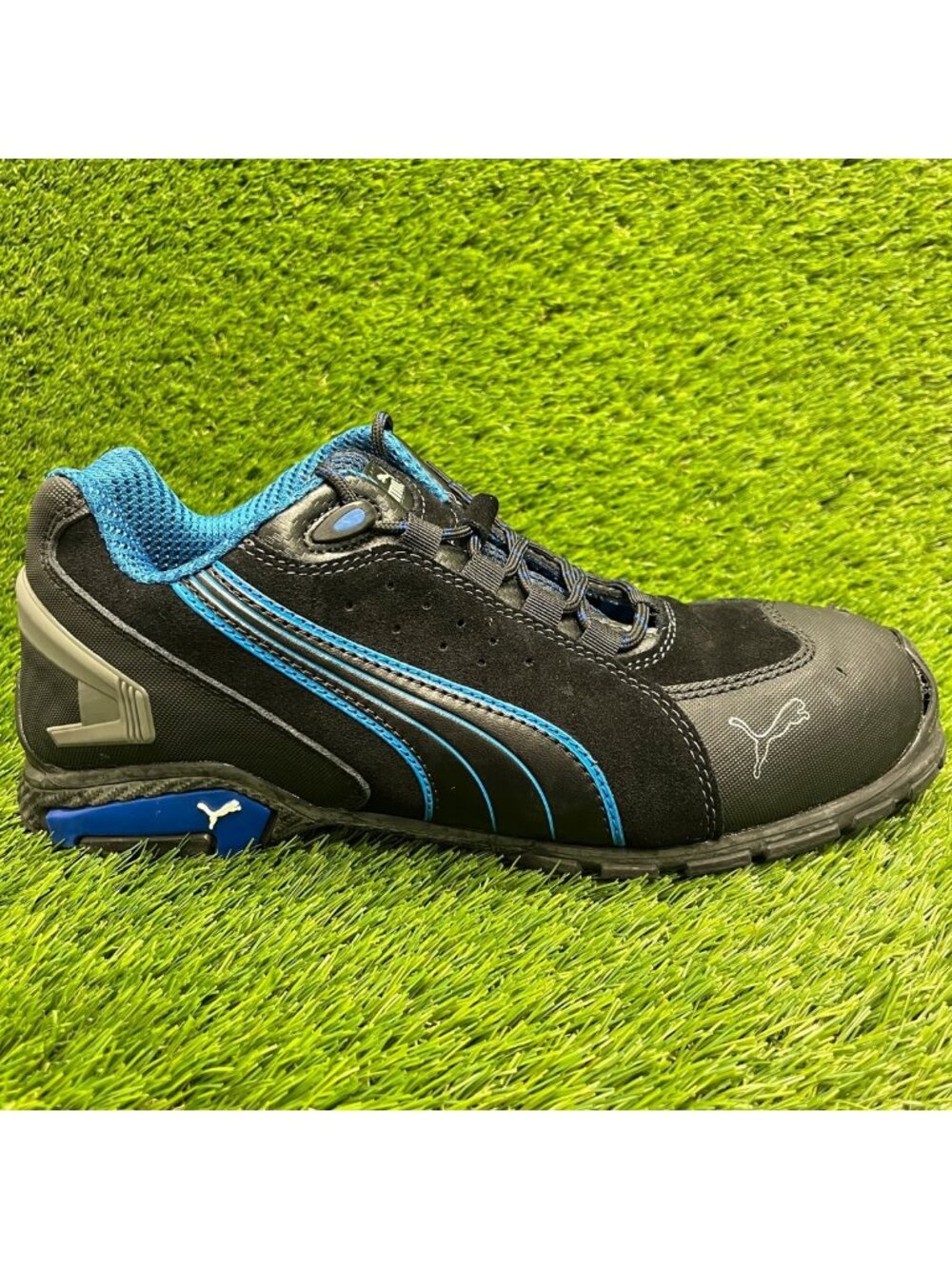 Puma Rio Low Mens Size 11 Black Blue Leather Composite Toe Safety Work Shoes